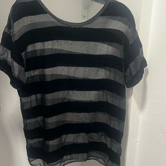 Striped Top - Black Velvet and See Thru VENUS Top - NEVER WORN - Size XS - Picture 1 of 4